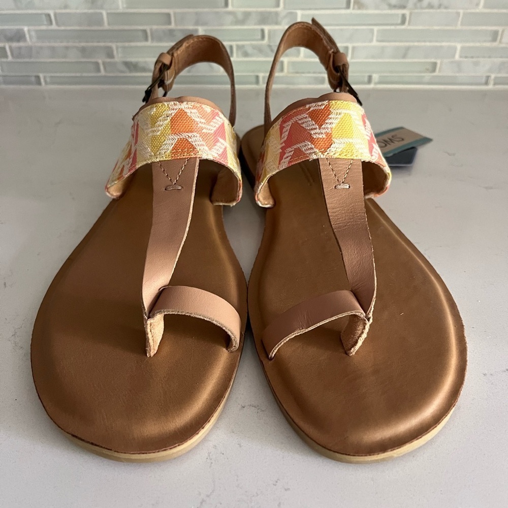 Toms Women's Bree Sandals Warm Beige Leather Size 8.5 - Picture 3 of 7